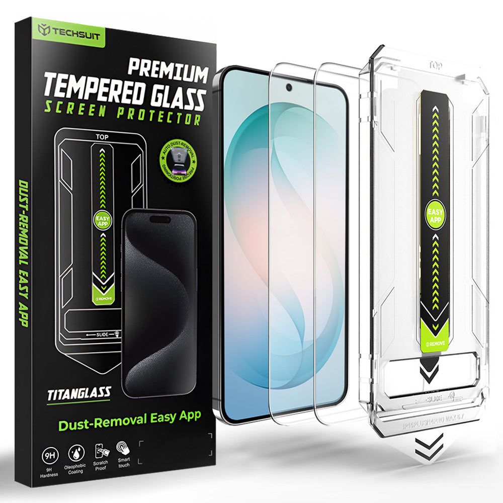 Techsuit - [Fingerprint Unlock Compatible] TitanGlass CrystalHD (2 pack) - Samsung Galaxy S26 Plus - Clear