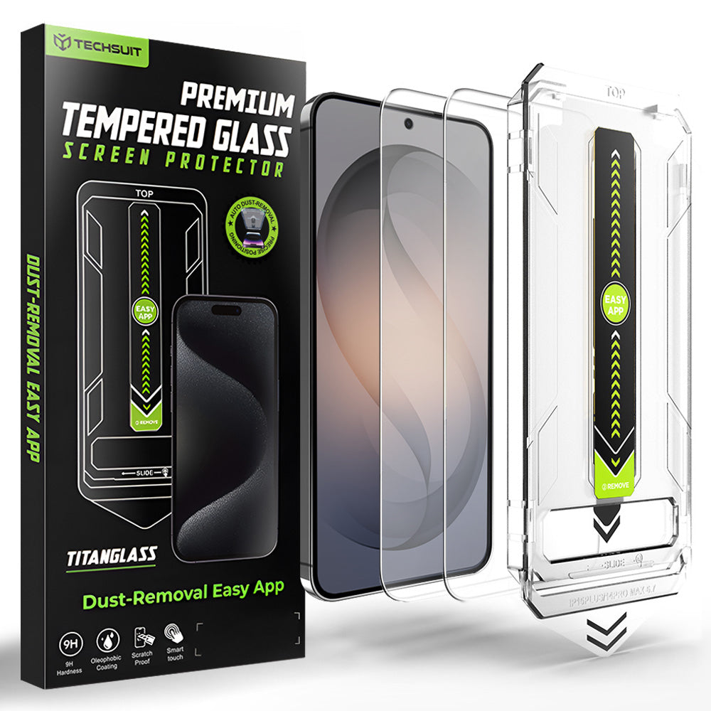 Techsuit - [Fingerprint Unlock Compatible] TitanGlass CrystalHD (2 pack) - Samsung Galaxy S26 - Clear