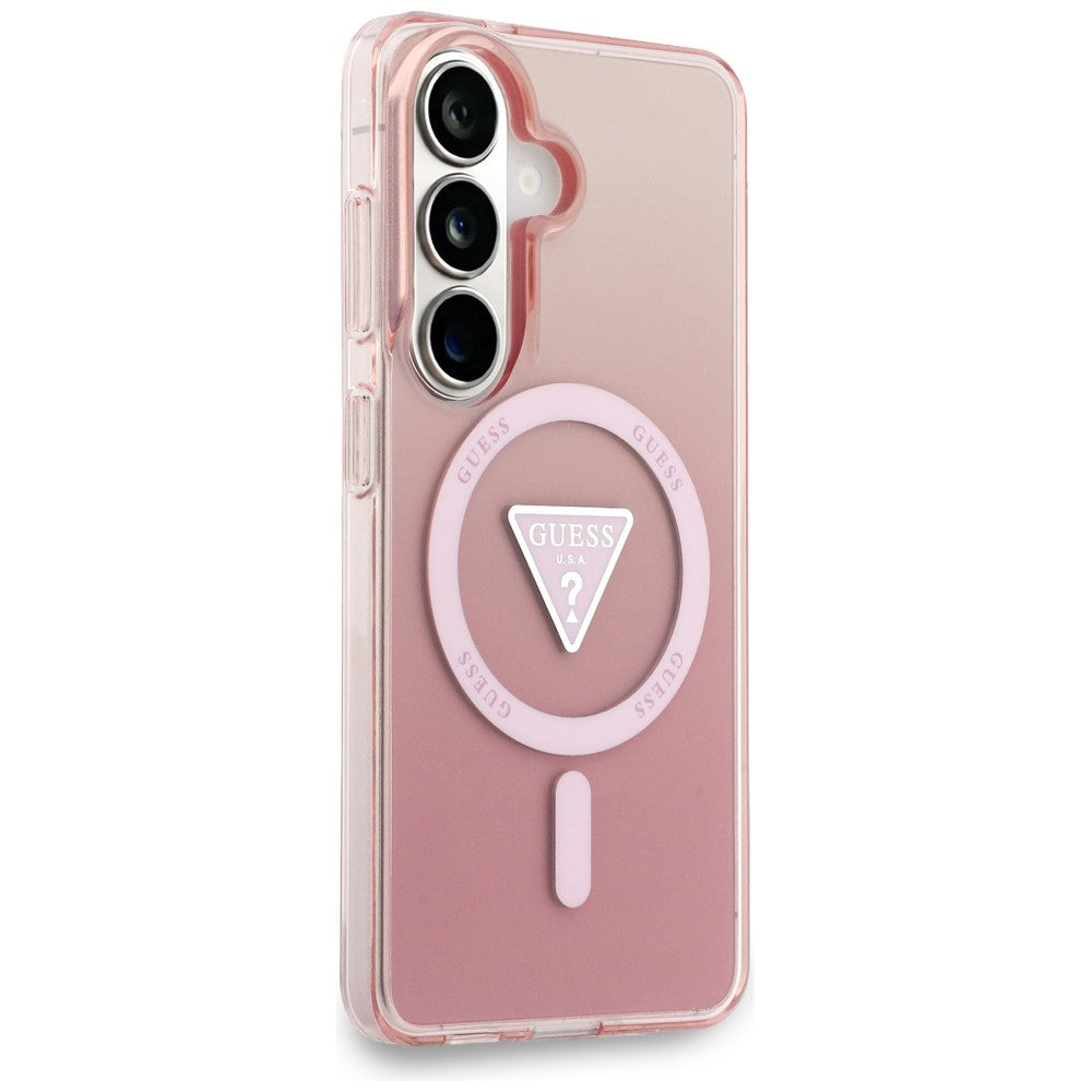 Husa pentru Samsung Galaxy S26 - Guess IML Gradient Triangle MagSafe (GUHMS26SHGTMLCGP) - Pink
