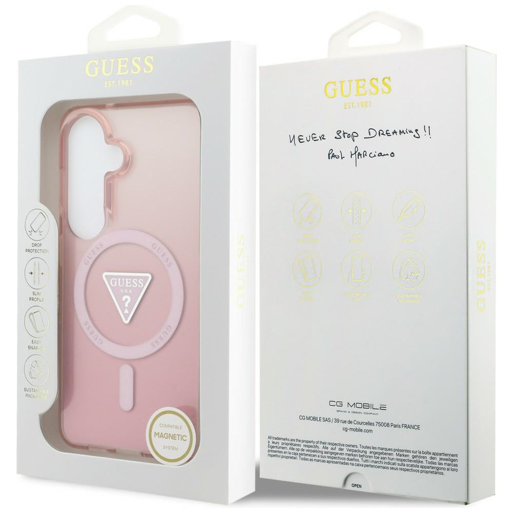 Husa pentru Samsung Galaxy S26 - Guess IML Gradient Triangle MagSafe (GUHMS26SHGTMLCGP) - Pink