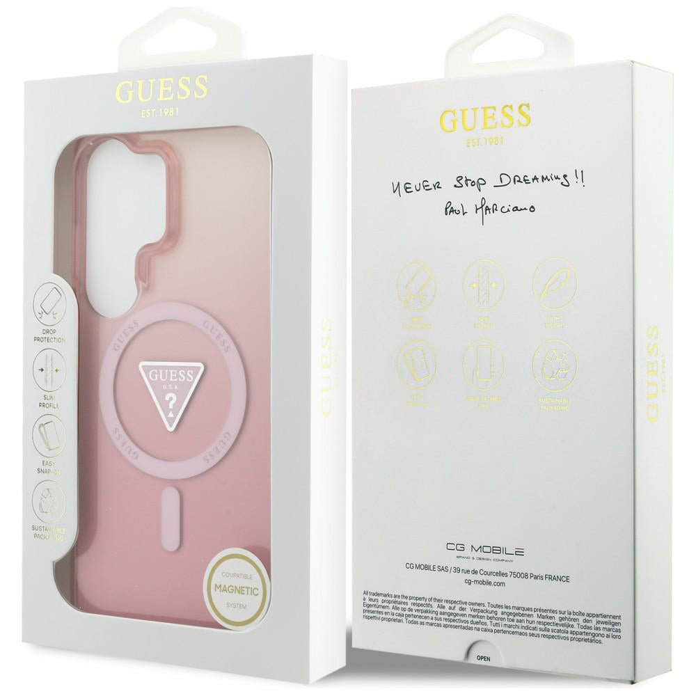 Husa pentru Samsung Galaxy S26 Ultra - Guess IML Gradient Triangle MagSafe (GUHMS26LHGTMLCGP) - Pink