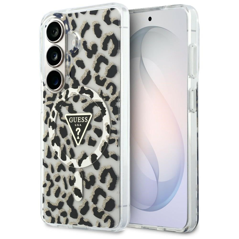 Husa pentru Samsung Galaxy S26 - Guess IML Leopard Print Triangle MagSafe (GUHMS26SHLEGTGLK) - Black