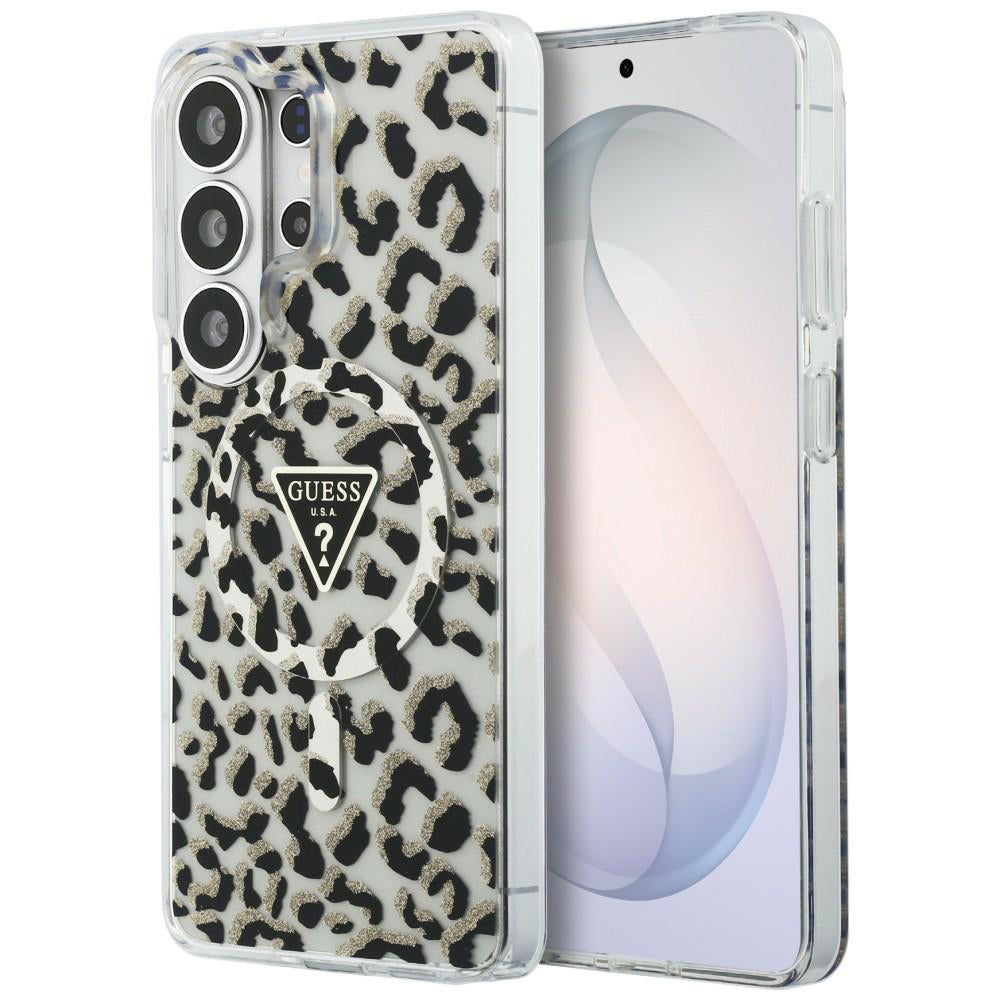 Husa pentru Samsung Galaxy S26 Ultra - Guess IML Leopard Print Triangle MagSafe (GUHMS26LHLEGTGLK) - Black