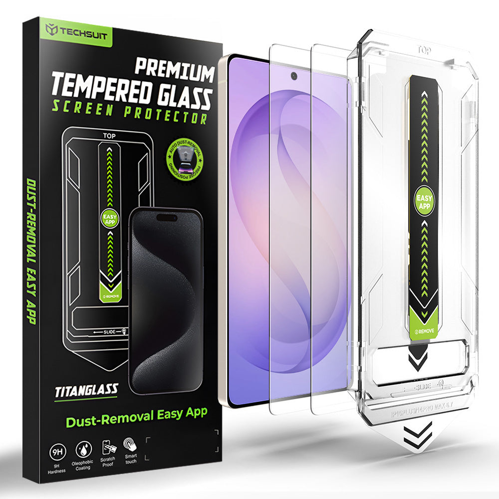Techsuit - [Fingerprint Unlock Compatible] TitanGlass CrystalHD (2 pack) - Samsung Galaxy S26 Ultra - Clear