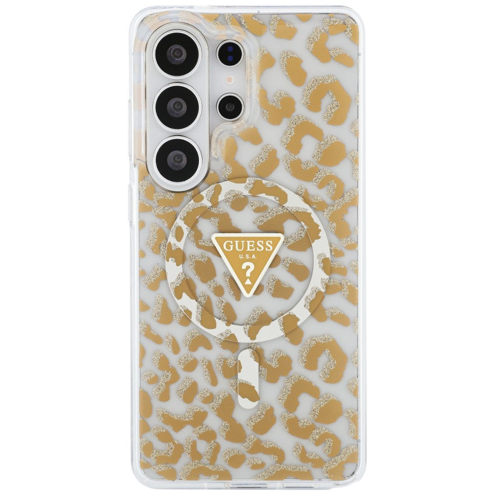 Husa pentru Samsung Galaxy S26 Ultra - Guess IML Leopard Print Triangle MagSafe (GUHMS26LHLEGTGLW)  - Brown