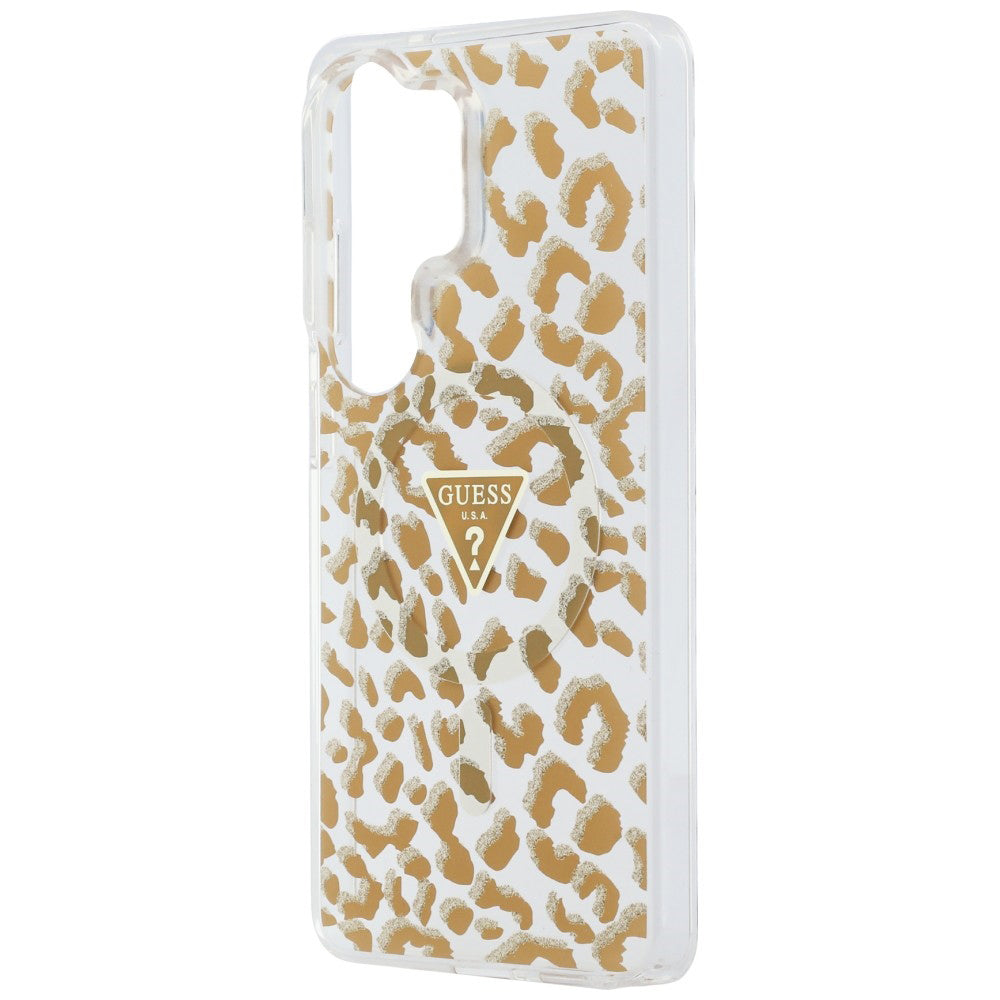 Husa pentru Samsung Galaxy S26 Ultra - Guess IML Leopard Print Triangle MagSafe (GUHMS26LHLEGTGLW)  - Brown