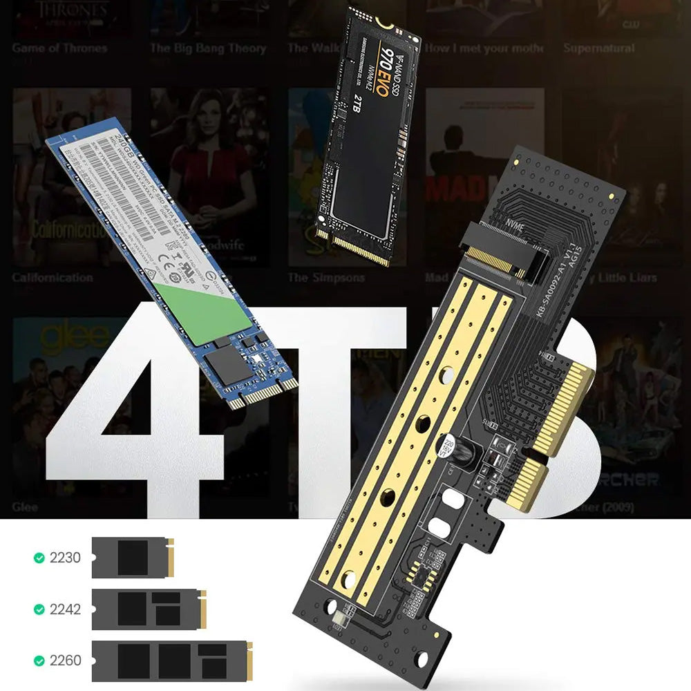 Ugreen - Expansion Card CM302 (70503) - M.2 NVME to PCIe 3.0 X4 Adapter, PCI-E x4/x8/x16 Slots, 32Gbps - Black