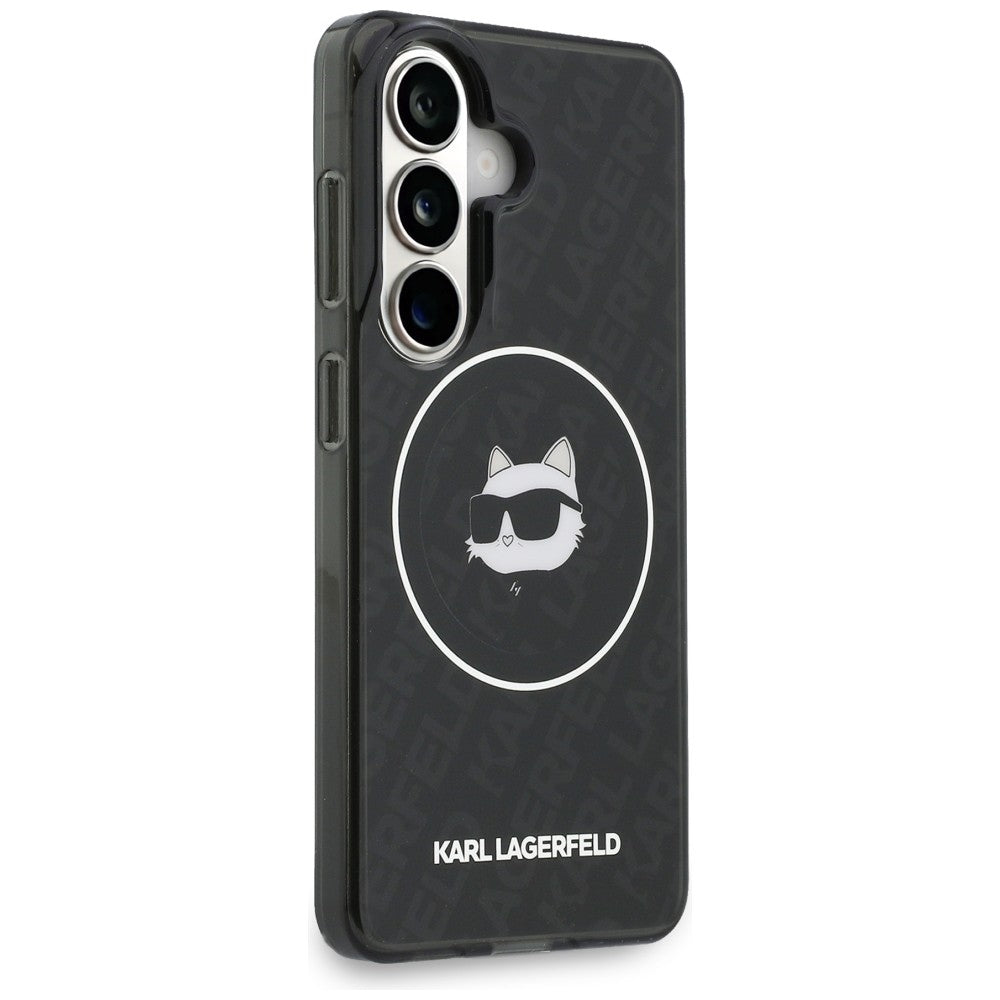 Karl Lagerfeld - IML Choupette Head on KL Repeated Logo MagSafe (KLHMS26SHMKBCHOK) - Samsung Galaxy S26 - Black