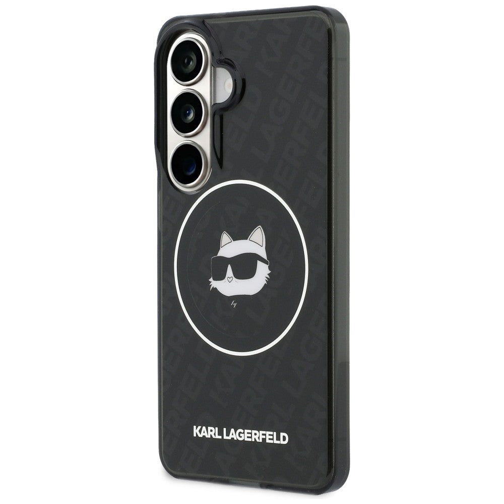 Karl Lagerfeld - IML Choupette Head on KL Repeated Logo MagSafe (KLHMS26SHMKBCHOK) - Samsung Galaxy S26 - Black