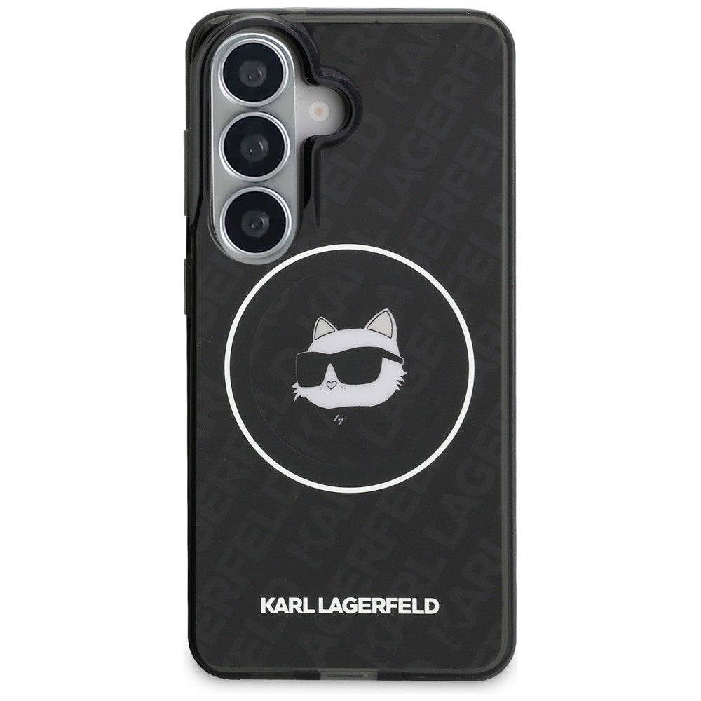 Karl Lagerfeld - IML Choupette Head on KL Repeated Logo MagSafe (KLHMS26SHMKBCHOK) - Samsung Galaxy S26 - Black