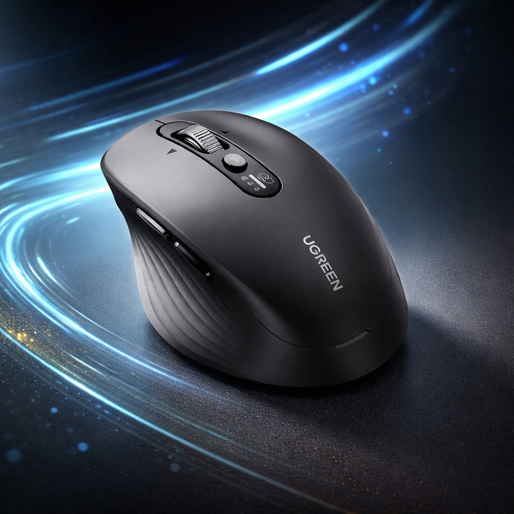 Ugreen - Wireless Mouse M752 (75498B) - Multi-mode, Bluetooth 5.4, 2.4Ghz, 4D Scroll Wheel, 1000-5000DPI, 2x AA Battery 
