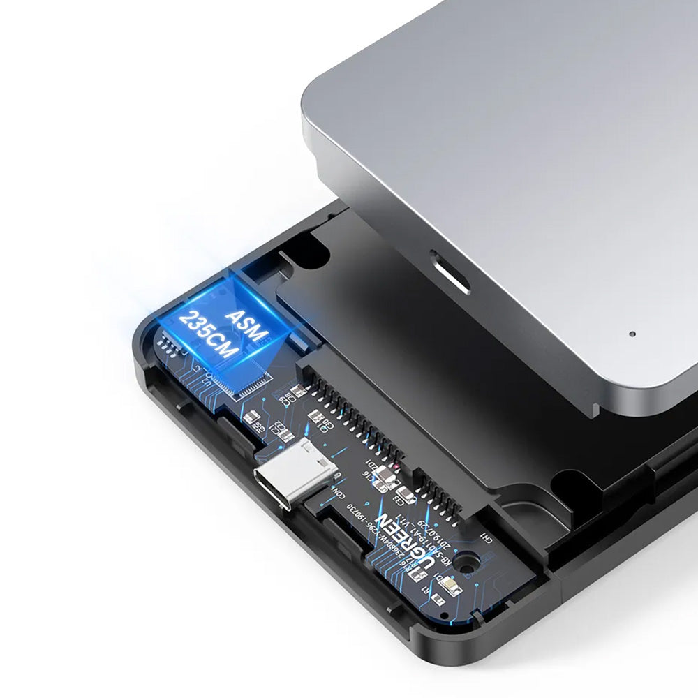 Ugreen - Hard Drive Enclosure CM300 (70498) - USB to USB-C Cable, HDD/SSD, SATA, Support ESD Anti-static, 6Gbps - Grey