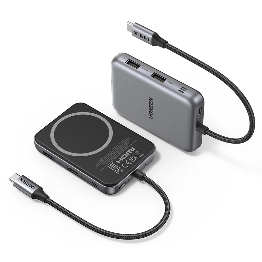 Ugreen - Hub 7in1 CM896 (65759) - Magnetic, USB-C to HDMI 4K, USB-C PD100W, 2X USB, SD4.0 Slot, TF Slot, 10Gbps - Grey