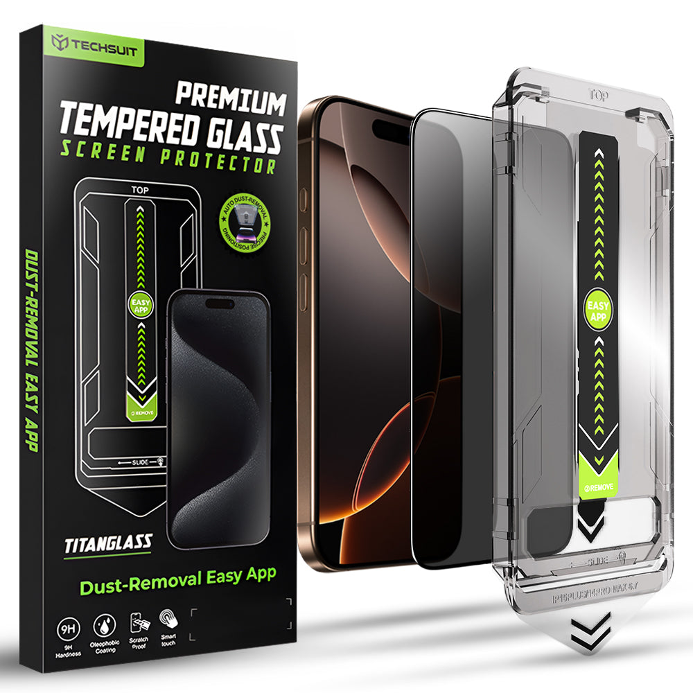 Techsuit - TitanGlass FullCover - iPhone 16 Pro / iPhone 17 - Privacy