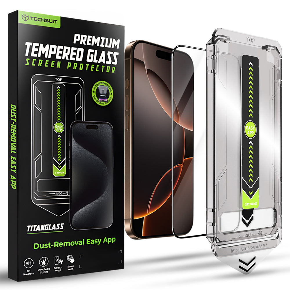 Techsuit - TitanGlass FullCover - iPhone 16 Pro / iPhone 17 - Black