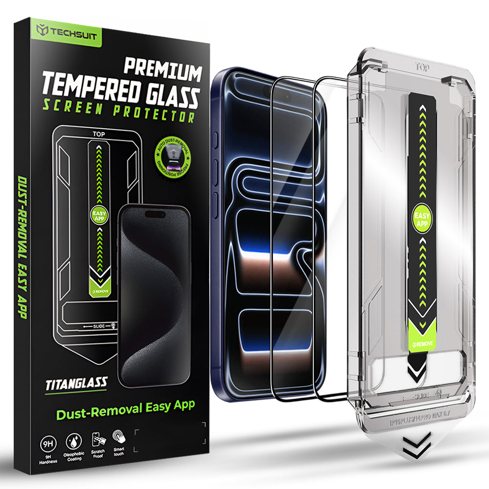 Techsuit - TitanGlass FullCover (2 pack) - iPhone 17 Pro - Black