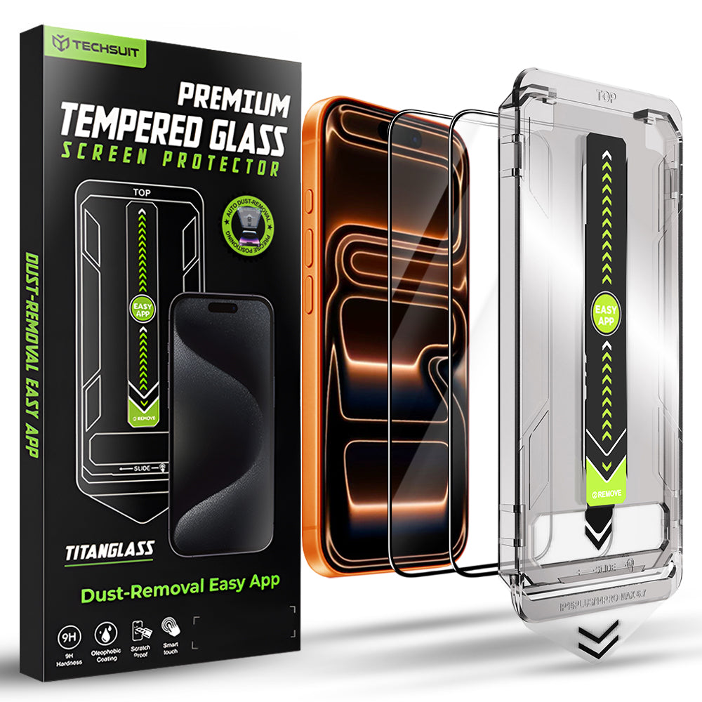 Techsuit - TitanGlass FullCover (2 pack) - iPhone 17 Pro Max - Black