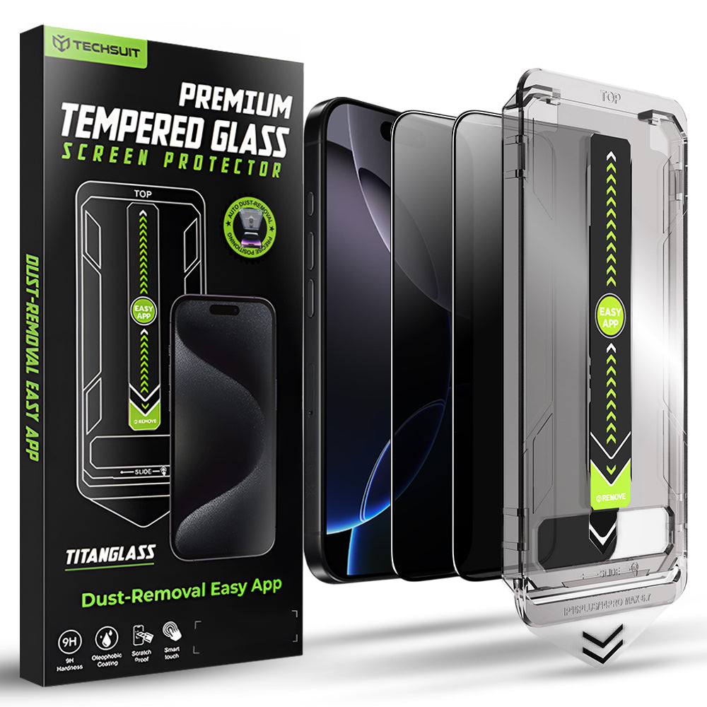 Techsuit - TitanGlass FullCover (2 pack) - iPhone 16 Pro Max - Privacy