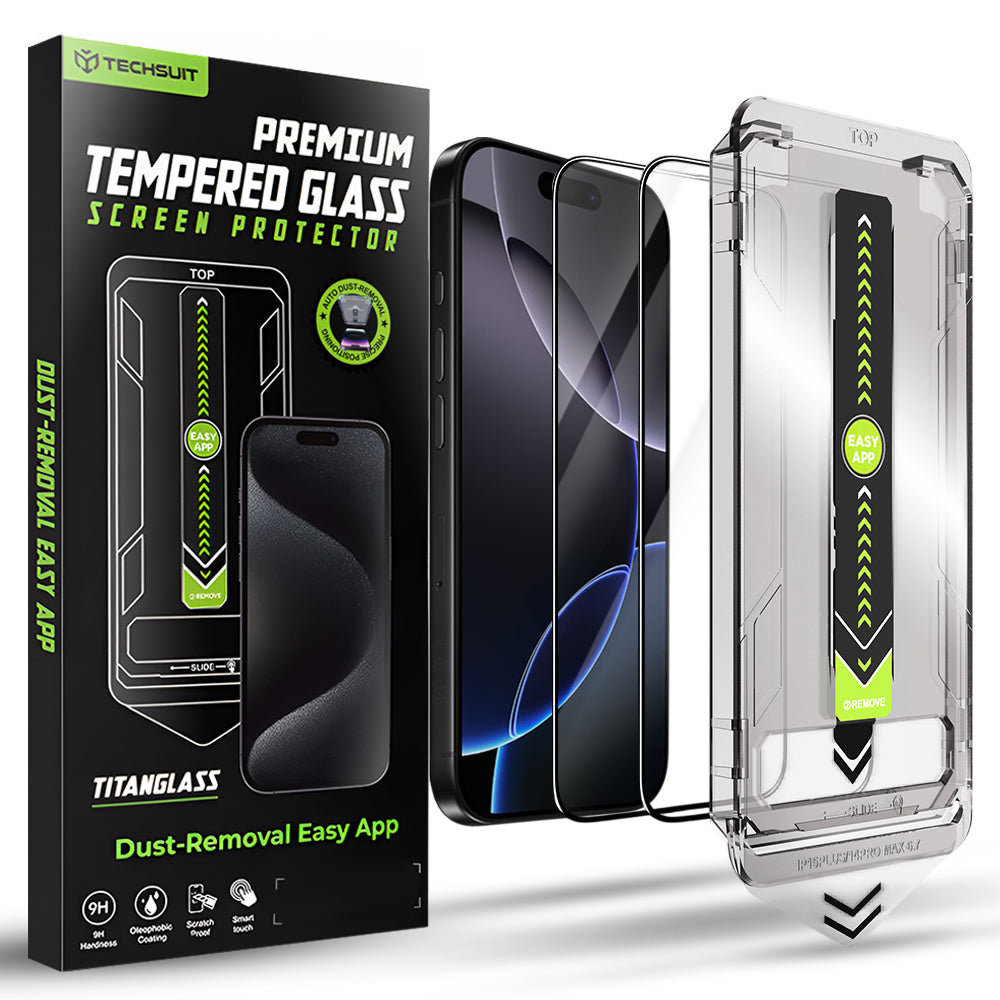 Techsuit - TitanGlass FullCover (2 pack) - iPhone 16 Pro Max - Black