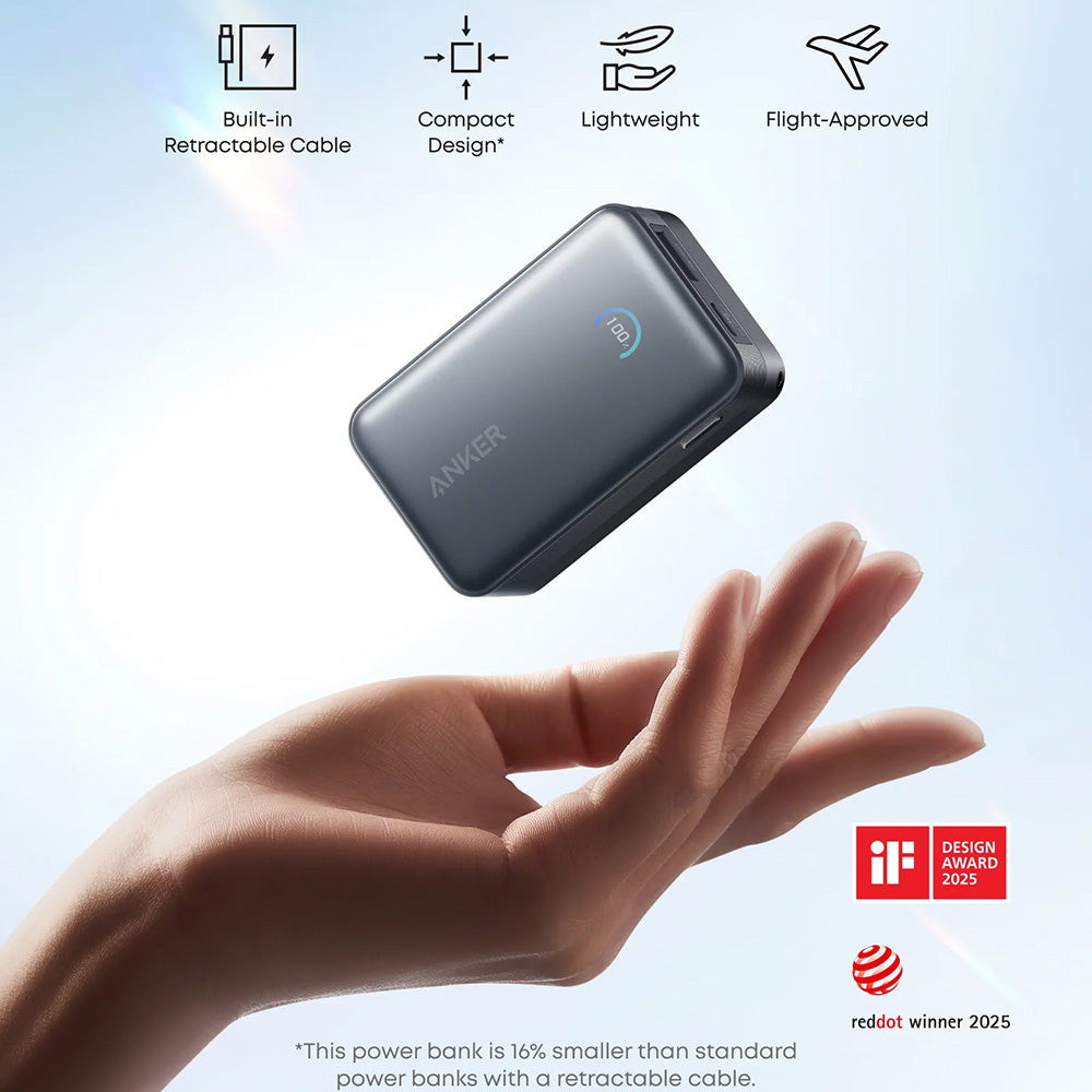 Baterie externa Anker Nano (A1638H11), 10000mAh, USB-C, 45W, Negru
