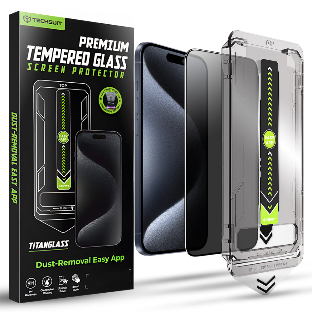 TechSuit Folie de protectie Techsuit TitanGlass FullCover compatibil cu iPhone 15 Pro, Privacy