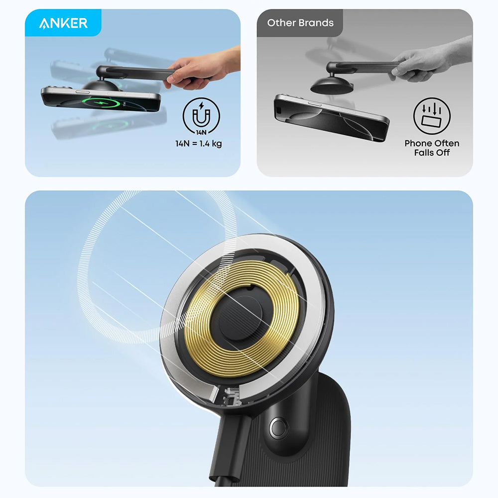 Anker - Car Holder Nano Magnetic (A9110H11) - Dashboards/Touchscreens, 3M Adhesive, 360°, Flexible, Universal - Black