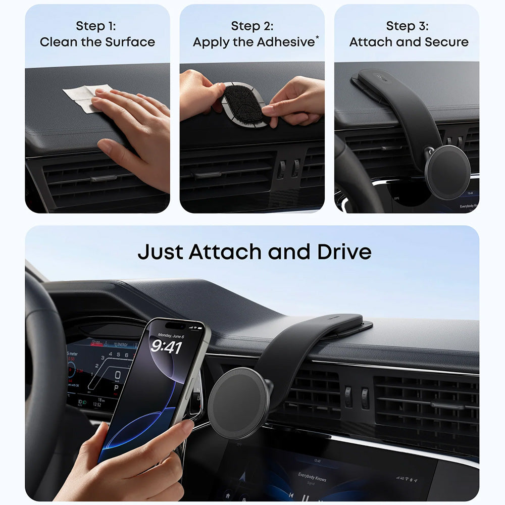 Anker - Car Holder Nano Magnetic (A9110H11) - Dashboards/Touchscreens, 3M Adhesive, 360°, Flexible, Universal - Black
