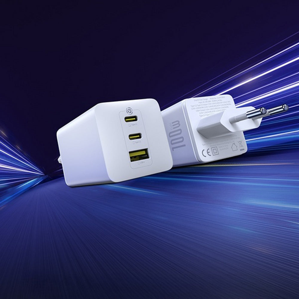 Incarcator Baseus (P10182102123-00), 2x Type-C + USB, 100W, Fast Charger, Negru