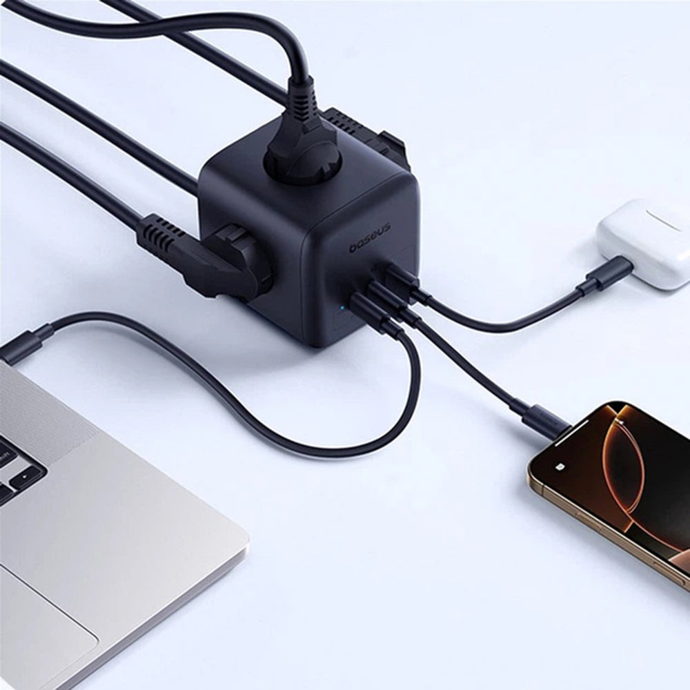 Baseus - Extension Cord EnerFill FA11 (E00082100123-00) - 3 x EU Socket, USB, Type-C, 67W, 1.5m - Black