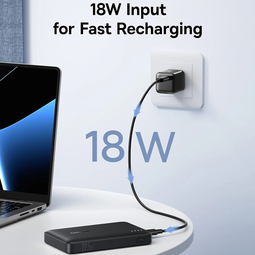 Baseus - Power Bank EnerFill FP21 (P1008210D123-00) - Dual-Port, 10000mAh, 22.5W, Slim Design - Black