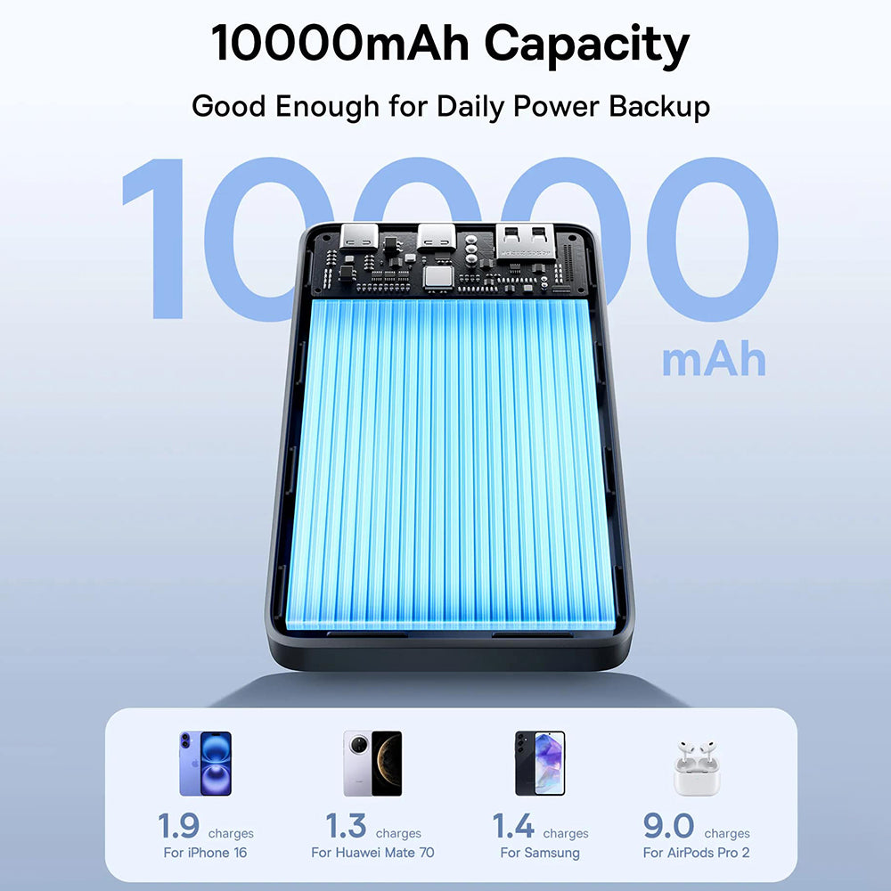Baseus - Power Bank EnerFill FP21 (P1008210D123-00) - Dual-Port, 10000mAh, 22.5W, Slim Design - Black