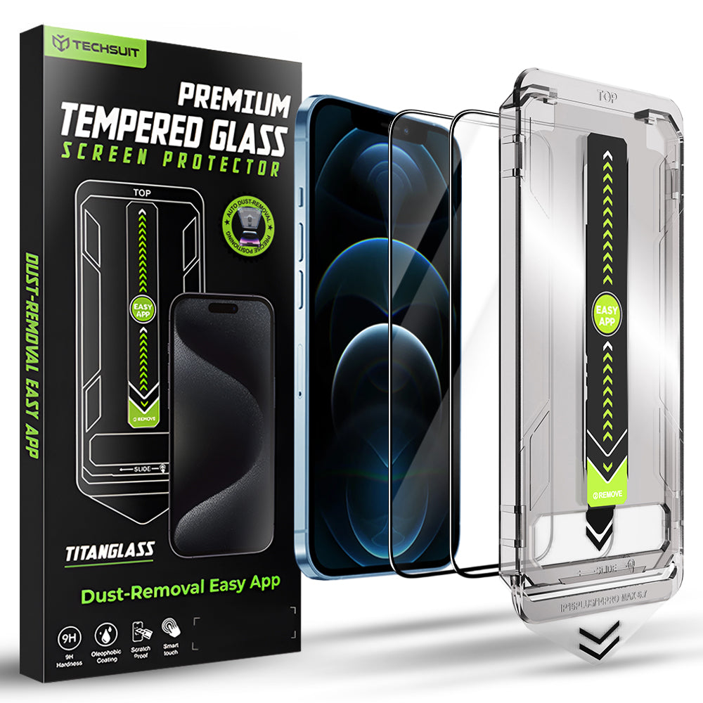 Techsuit - TitanGlass FullCover (2 pack) - iPhone 12 Pro Max - Black