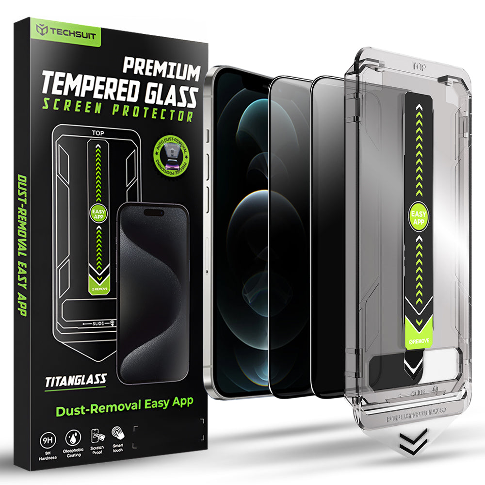 TechSuit Folie de protectie Techsuit TitanGlass FullCover (set de 2) compatibil cu iPhone 12 / iPhone 12 Pro, Privacy