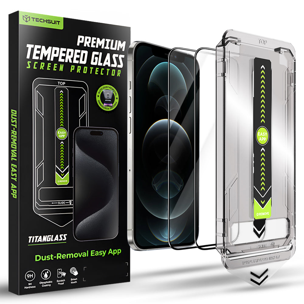 Techsuit - TitanGlass FullCover (2 pack) - iPhone 12 / iPhone 12 Pro - Black