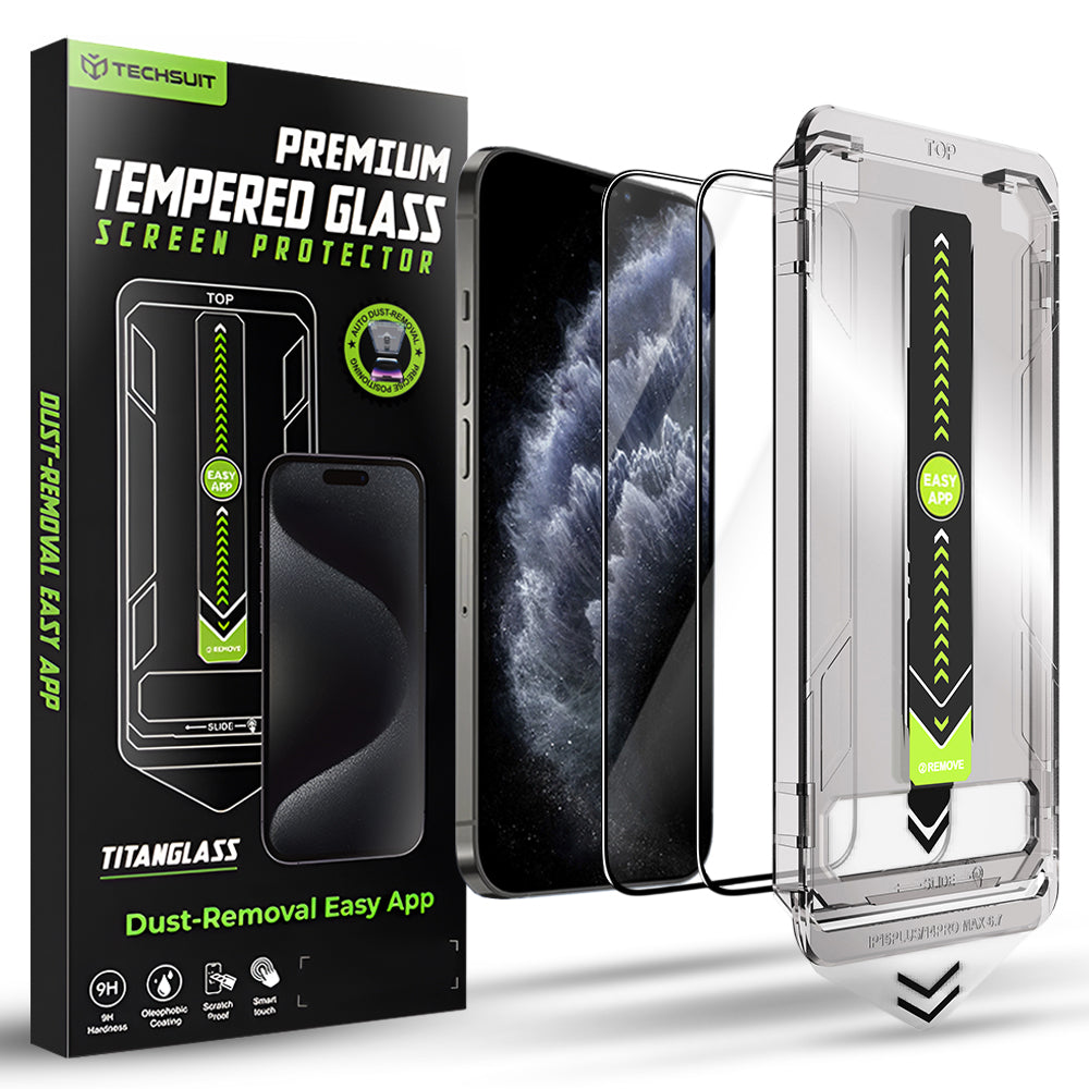 Techsuit - TitanGlass FullCover (2 pack) - iPhone X / iPhone XS / iPhone 11 Pro - Black