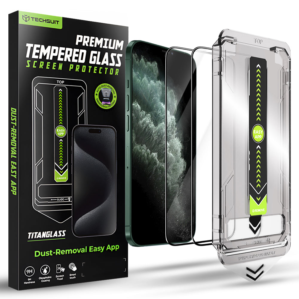 Techsuit - TitanGlass FullCover (2 pack) - iPhone XS Max / iPhone 11 Pro Max - Black
