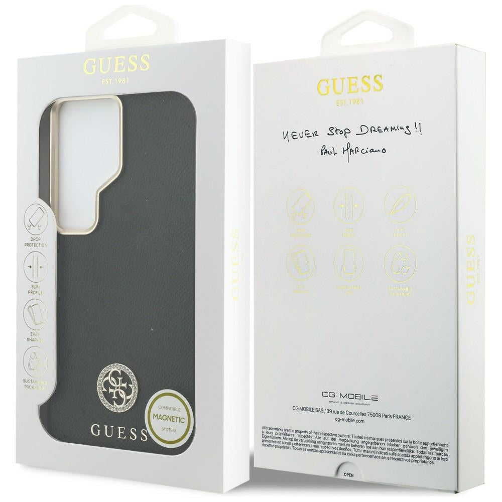 Guess - Rhinestone Round Logo MagSafe (GUHMS26LPGCRMDEK) - Samsung Galaxy S26 Ultra - Black