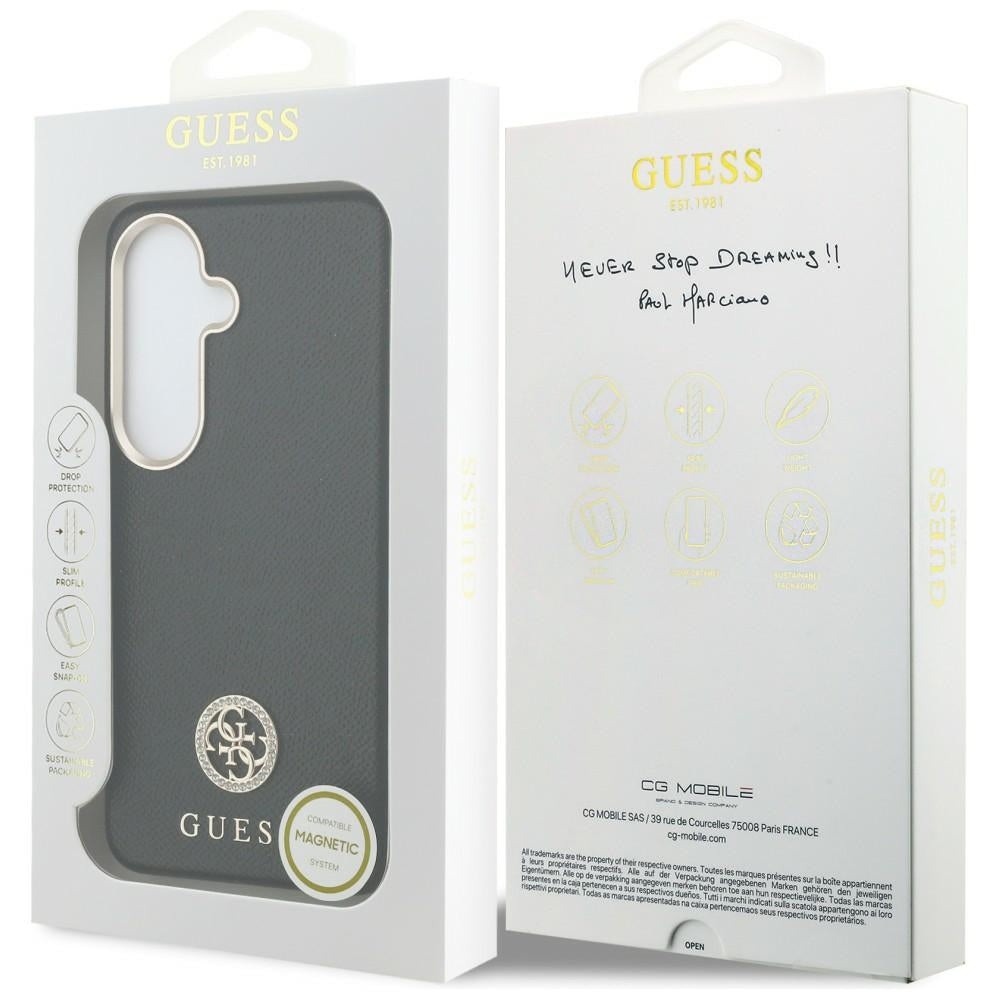 Guess - Rhinestone Round Logo MagSafe (GUHMS26SPGCRMDEK) - Samsung Galaxy S26 - Black