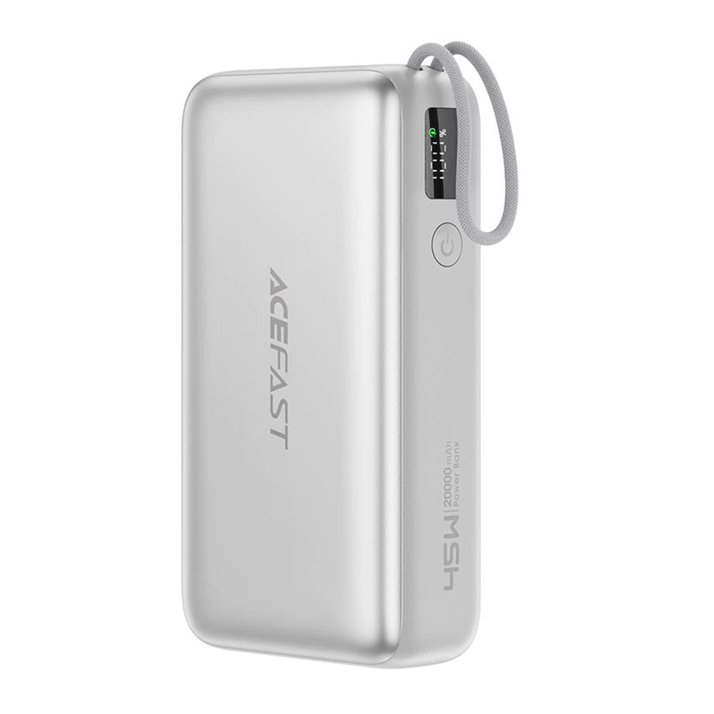 Acefast Baterie externa Acefast (M34), with Telescopic Cable, Type-C, Fast Charge, PD45W, 20000mAh, Argintiu