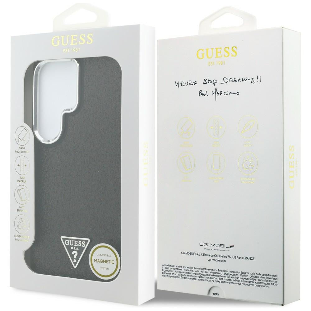 Guess - Fixed Glitter Triangle Logo MagSafe (GUHMS26LPFGTSCMK) - Samsung Galaxy S26 Ultra - Black