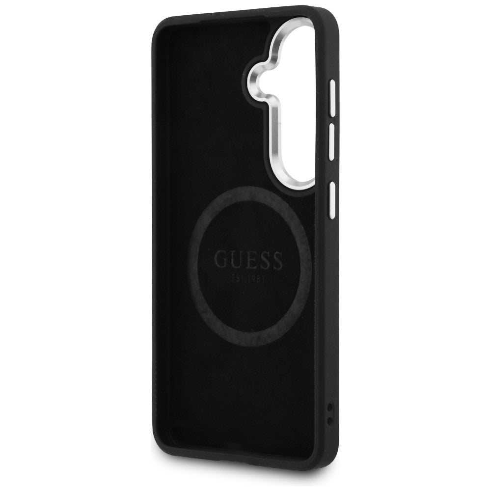 Guess Husa de protectie Guess Fixed Glitter Triangle Logo MagSafe (GUHMS26SPFGTSCMS) compatibil cu Samsung Galaxy S26, A
