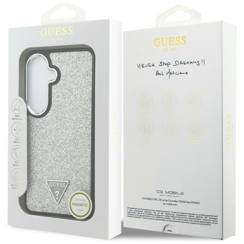 Guess Husa de protectie Guess Fixed Glitter Triangle Logo MagSafe (GUHMS26SPFGTSCMS) compatibil cu Samsung Galaxy S26, A