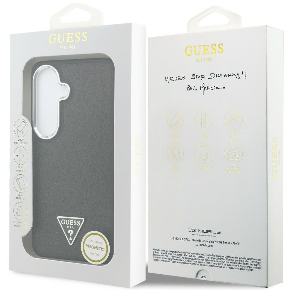 Guess - Fixed Glitter Triangle Logo MagSafe (GUHMS26SPFGTSCMK) - Samsung Galaxy S26 - Black