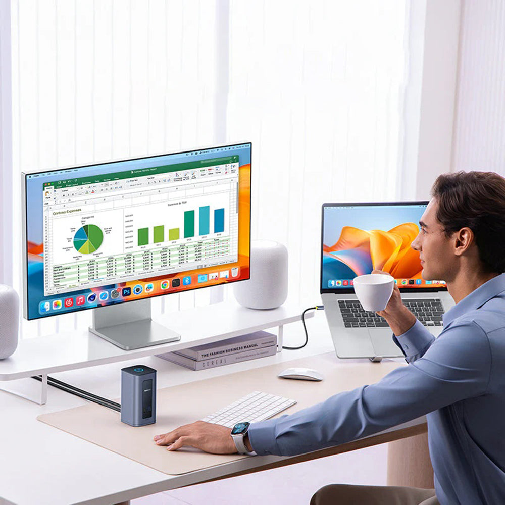 Baseus - Docking Station Nomos NU1 Air (B0114400) - 12 Ports, 10Gbps, 100W PD, 4K Displays - Grey