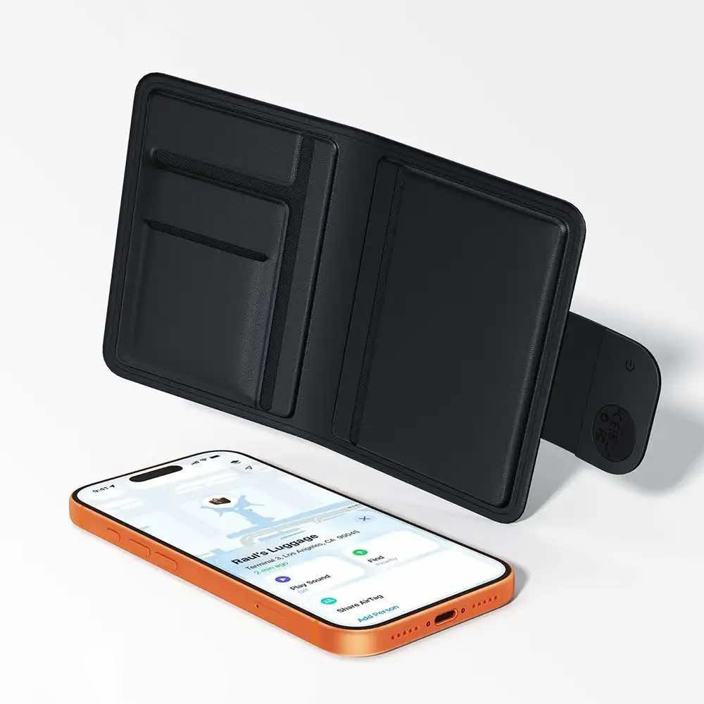 Acefast Gadget Acefast Smart Passport Cover (S6), Apple "Find My", Built-in Tracker, Slim Design, PU Leather, Negru – im