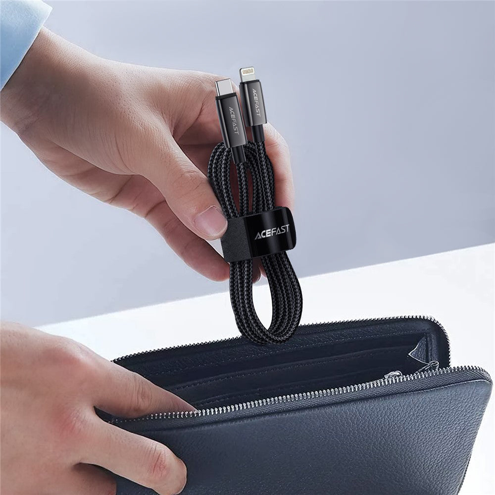 Acefast Cablu Acefast (C23-01), USB-C to Lightning, 30W, Braided cable, 1.2m, Negru – imagine 3