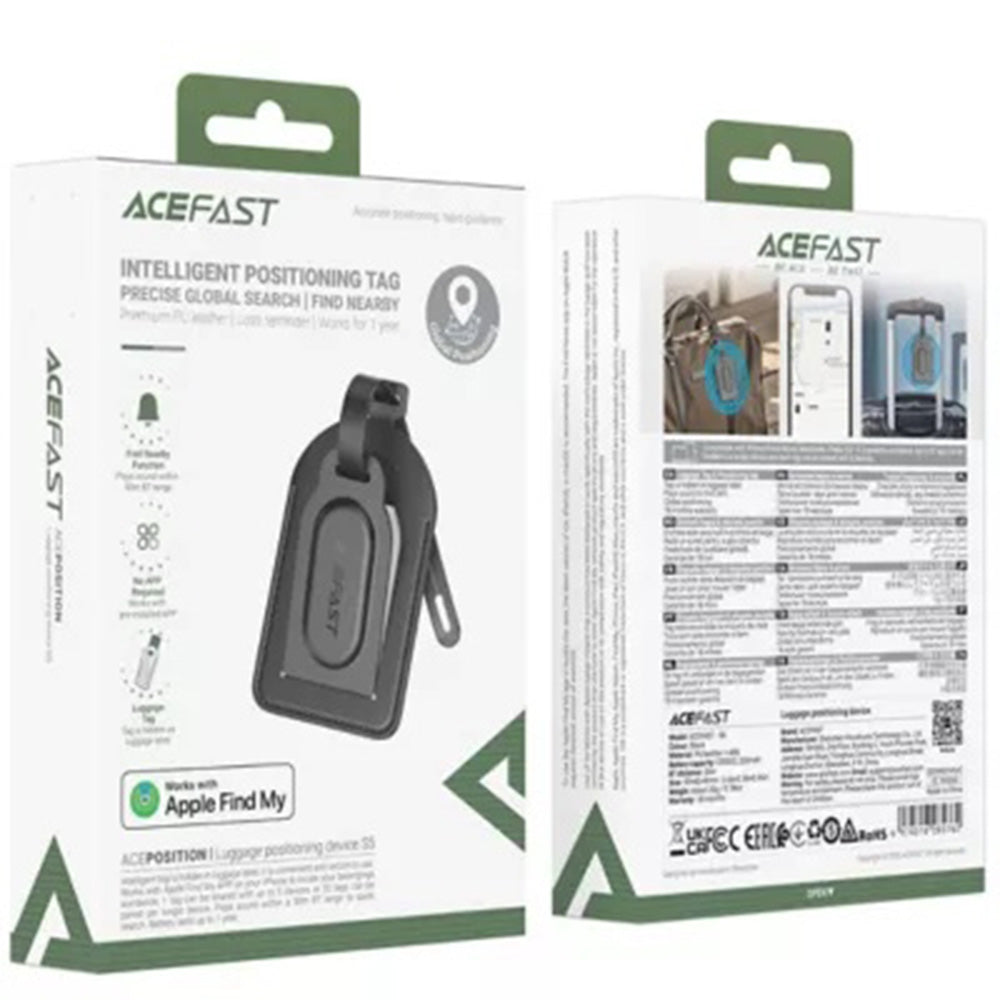 Acefast Gadget Acefast Smart Tracker (S5), Stylish Faux Leather Tag, for Luggage, BT 5.4, FindMy Network, MFi, CR2032 Ba