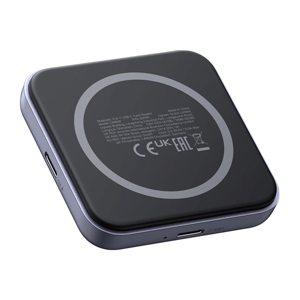 Ugreen - Magnetic Card Reader CM898 (65095) - 2x Type-C, SD/TF Card, PD100W Fast Charging, 312MB/s, 4K, 2TB - Grey