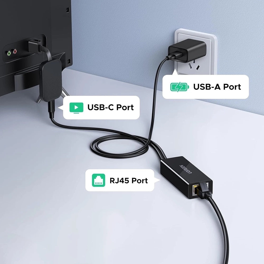Ugreen - Ethernet Adapter CR110 (75535) - USB, Type-C to RJ45 LAN Port, Plug & Play, Universal, LED Indicator, 100Mbps -