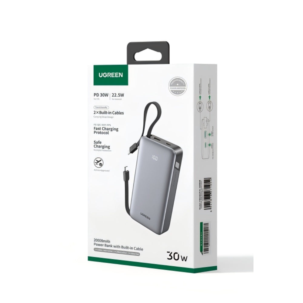 Baterie externa Ugreen PB528 (55985B), 20000mAh, USB / Type-C, 30W, Gri